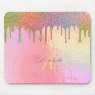 Cool Trendy Glitter Drips Holographic Mouse Pad