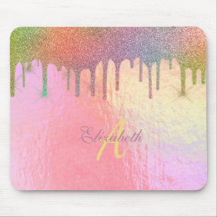 Cool Trendy Glitter Drips Holographic  Mouse Pad