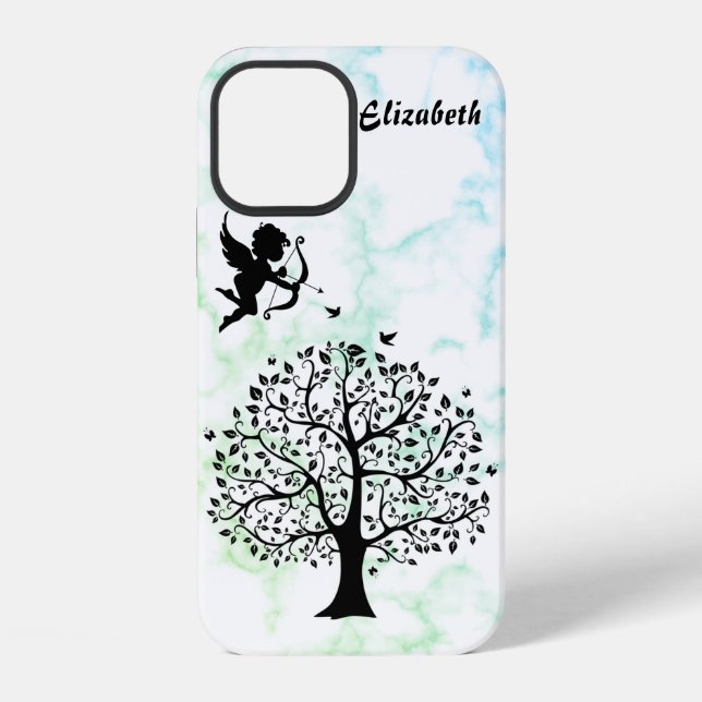Cool Trendy Green Marble, Tree Case-Mate iPhone Ca Case (Back)