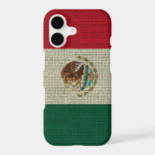 Cool trendy Mexico flag burlap texture