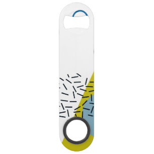 Cool, trendy, modern, Memphis green blue geometric Bar Key