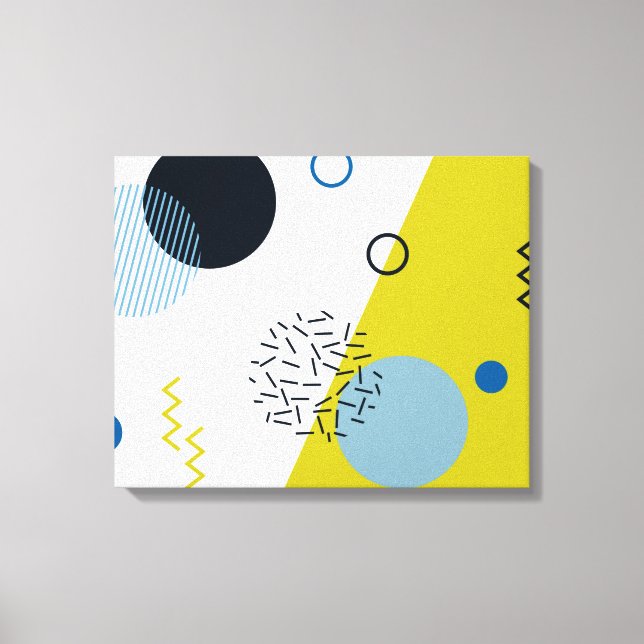 Cool, trendy, modern, Memphis green blue geometric Canvas Print (Front)