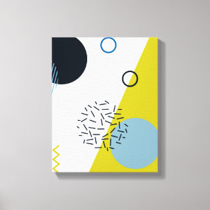 Cool, trendy, modern, Memphis green blue geometric Canvas Print