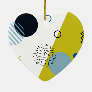 Cool, trendy, modern, Memphis green blue geometric Ceramic Ornament