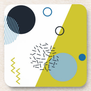 Cool, trendy, modern, Memphis green blue geometric Coaster