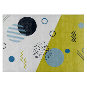 Cool, trendy, modern, Memphis green blue geometric Cutting Board