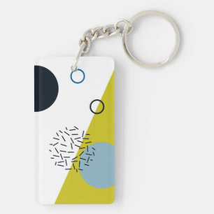 Cool, trendy, modern, Memphis green blue geometric Keychain