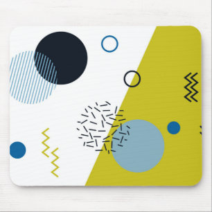 Cool, trendy, modern, Memphis green blue geometric Mouse Pad