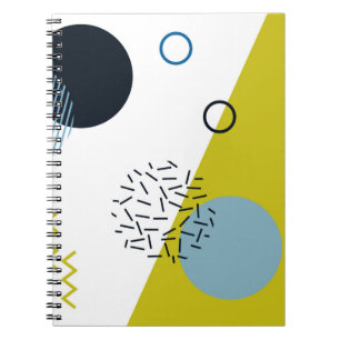 Cool, trendy, modern, Memphis green blue geometric Notebook