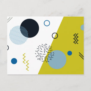 Cool, trendy, modern, Memphis green blue geometric Postcard