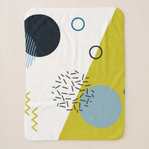 Cool, trendy, modern, Memphis green blue geometric Sherpa Blanket