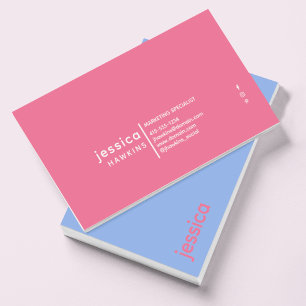 Cool Trendy Modern Sky Blue & Bubblegum Pink Business Card