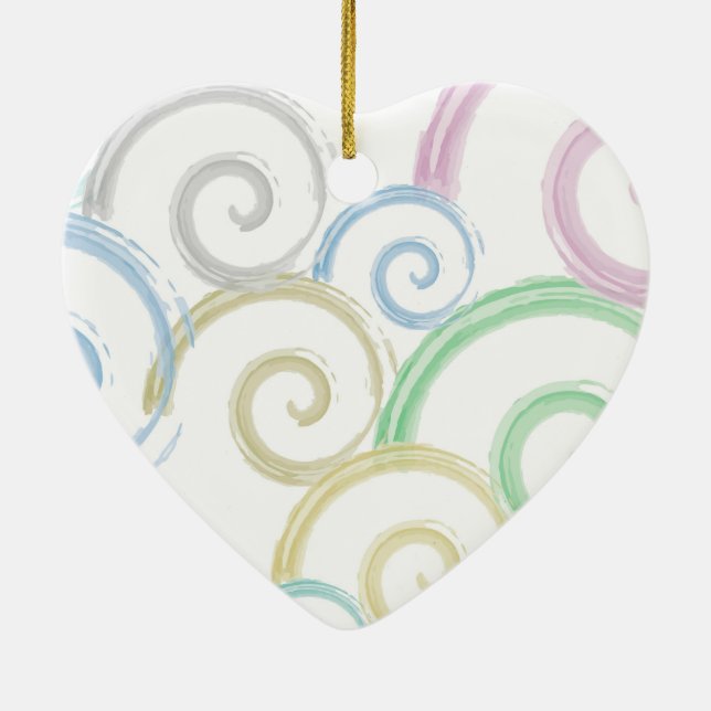 Cool, trendy, modern wave water colour brushes ceramic ornament (Back)