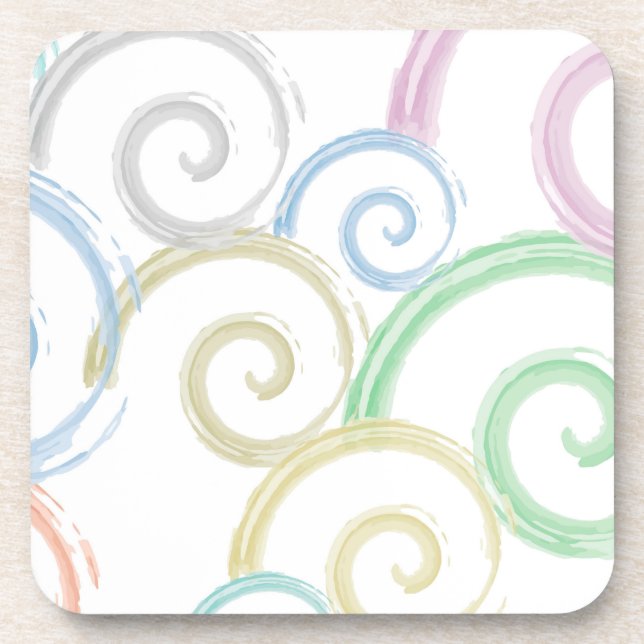 Cool, trendy, modern wave water colour brushes coaster (Front)