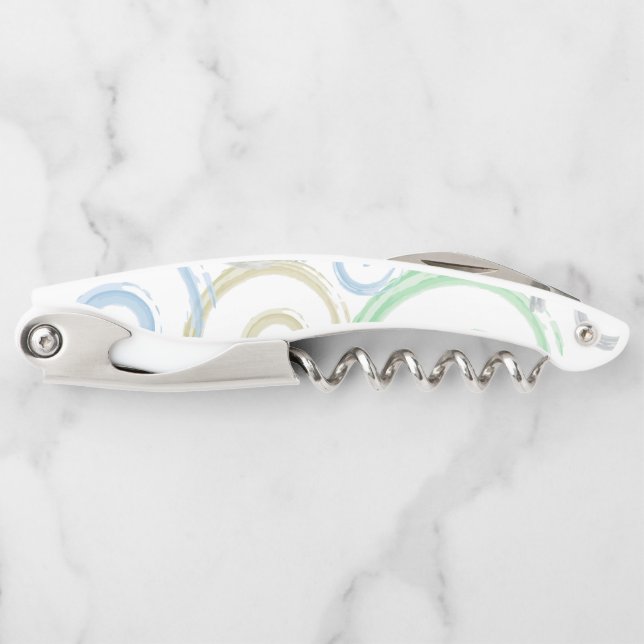 Cool, trendy, modern wave water colour brushes corkscrew (Front)