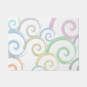 Cool, trendy, modern wave water colour brushes doormat
