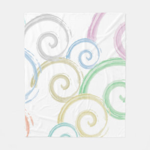 Cool, trendy, modern wave water colour brushes fleece blanket