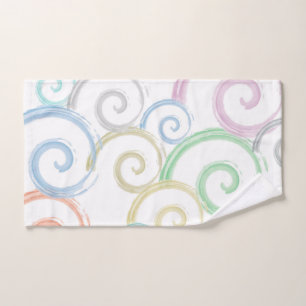 Cool, trendy, modern wave water colour brushes hand towel