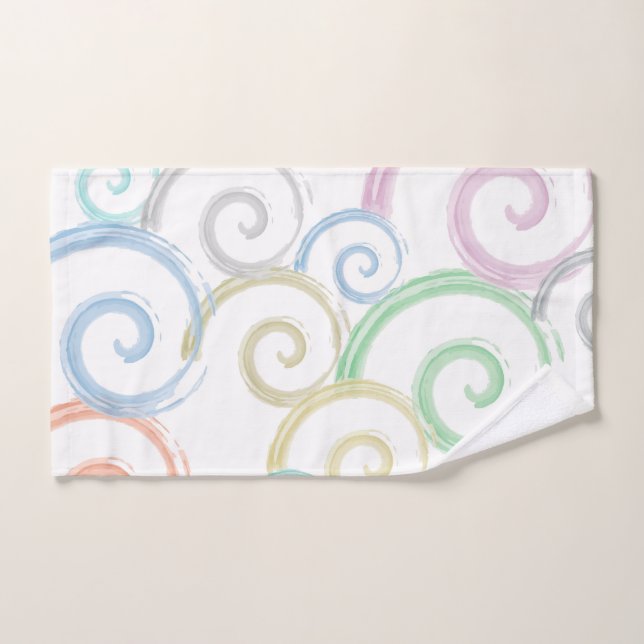 Cool, trendy, modern wave water colour brushes hand towel (Hand Towel)