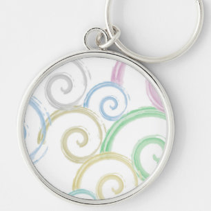 Cool, trendy, modern wave water colour brushes keychain