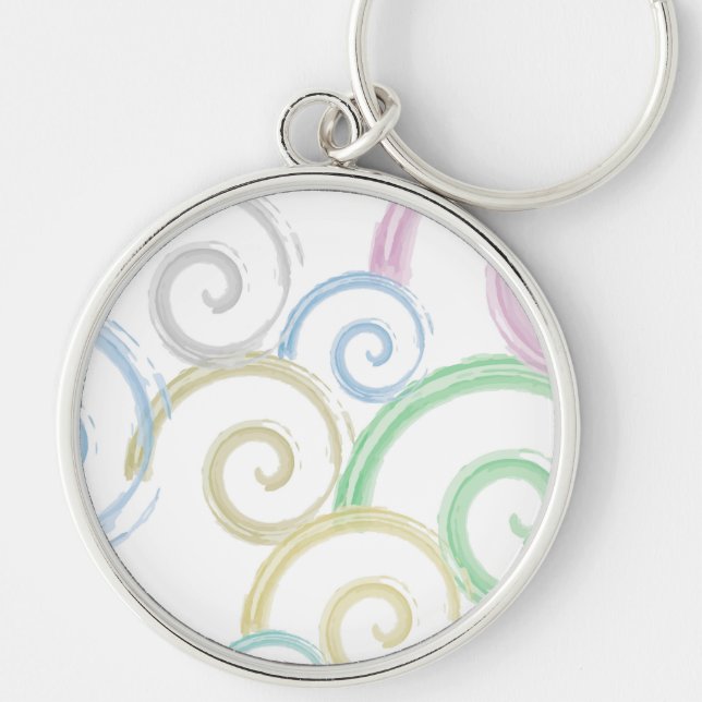 Cool, trendy, modern wave water colour brushes keychain (Front)
