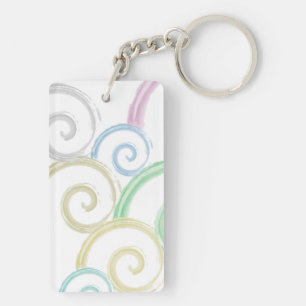 Cool, trendy, modern wave water colour brushes keychain