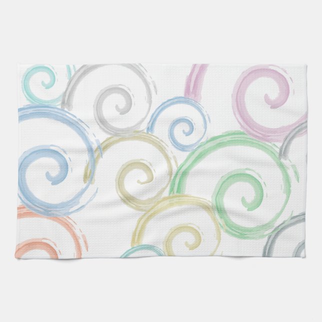 Cool, trendy, modern wave water colour brushes kitchen towel (Horizontal)