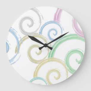 Cool, trendy, modern wave water colour brushes large clock