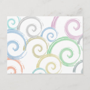 Cool, trendy, modern wave water colour brushes postcard