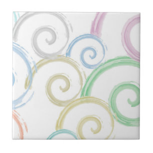 Cool, trendy, modern wave water colour brushes tile