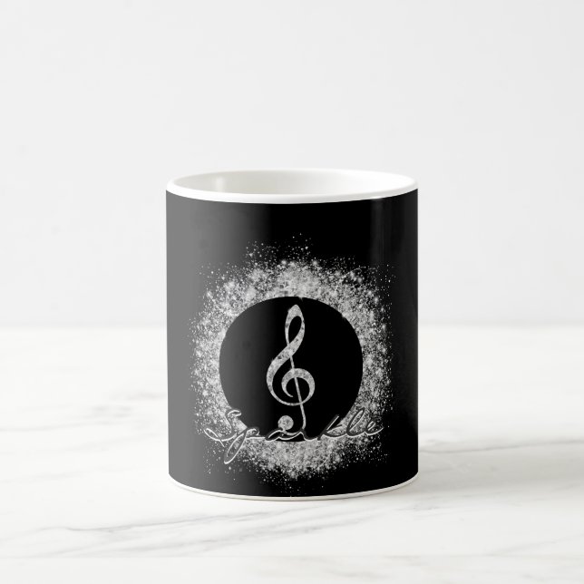 Cool Trendy Music Treble Clef Glitter Sparkles  Coffee Mug (Center)