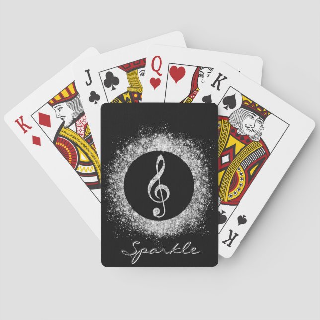 Cool Trendy Music Treble Clef Glitter Sparkles  Playing Cards (Back)