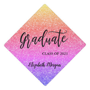 Cool Trendy Ombre Glitter  Graduation Cap Topper