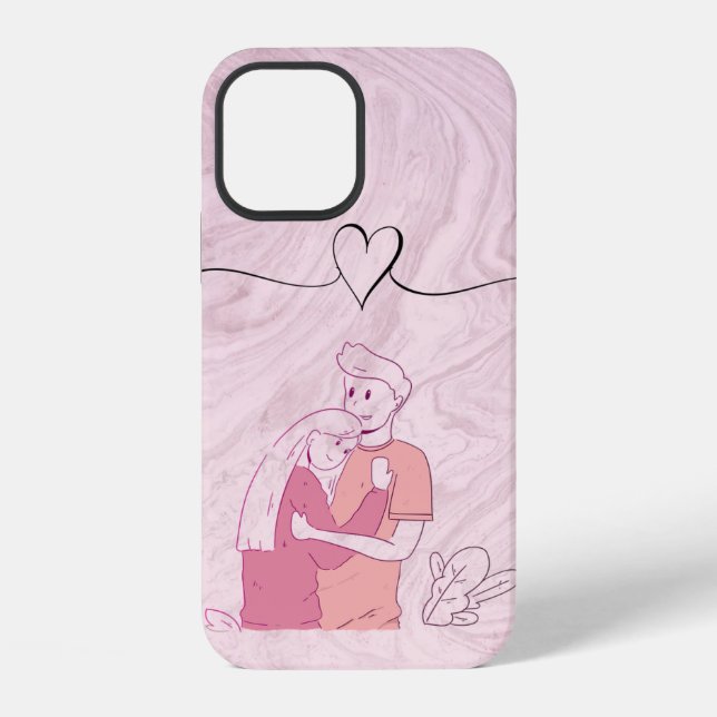 Cool Trendy Pink Couple iPhone Case (Back)
