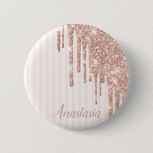 Cool Trendy Pink Glitter 2 Inch Round Button