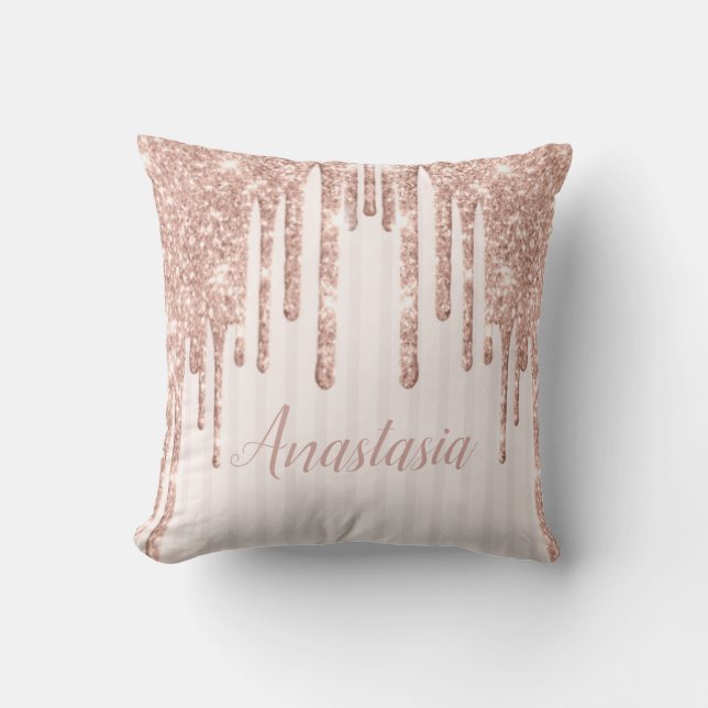 Cool Trendy Pink Glitter Throw Pillow (Front)