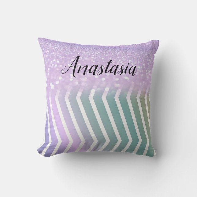 Cool Trendy Purple Glitter  Throw Pillow (Front)