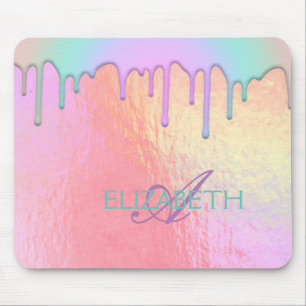 Cool Trendy Rainbow Drips Holographic Mouse Pad