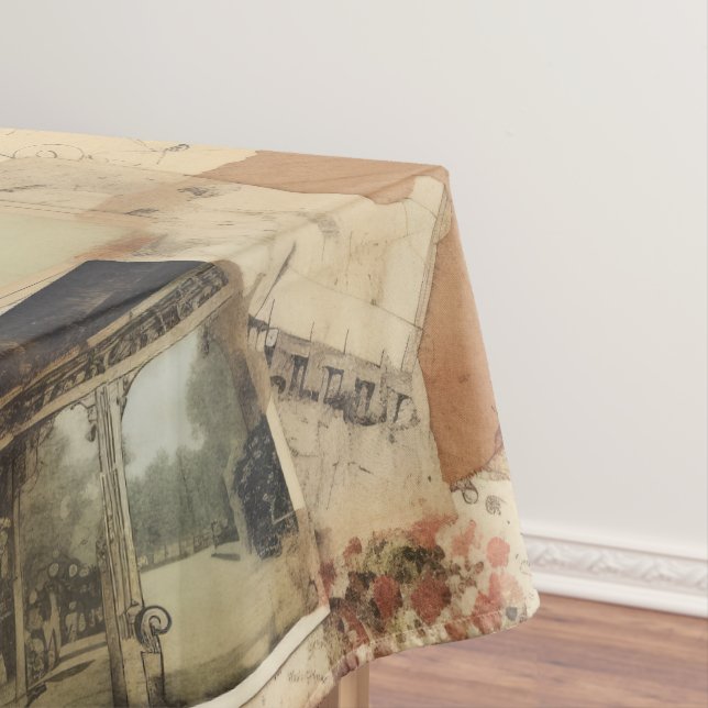 Cool trendy rustic scrapbook style newspaper tablecloth (In Situ)