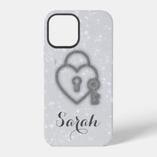 Cool Trendy Silver Heart Case-Mate iPhone Case