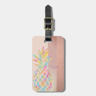 Cool Trendy Striped,Colourful Pineapple Luggage Tag