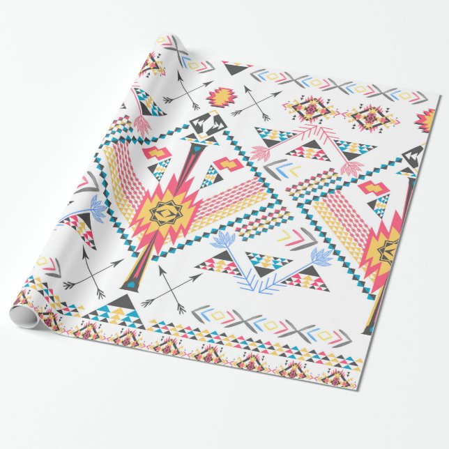 Cool trendy tribal ethnic geometric pattern wrapping paper (Unrolled)