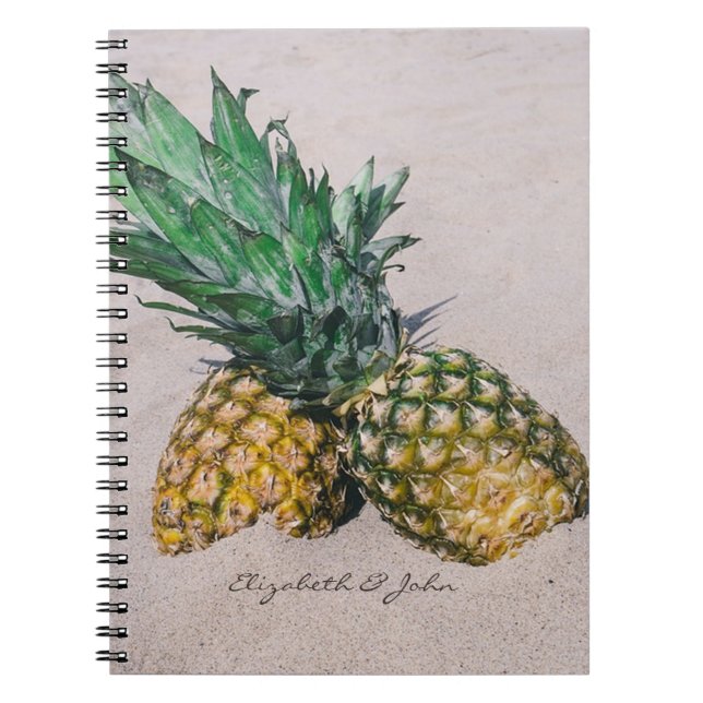 Cool Trendy Tropical Beach ,Pineapple-Personalized Notebook (Front)