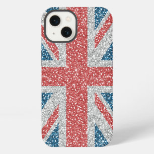 Cool trendy U.K. Union Jack flag faux glitter iPhone 13 Case