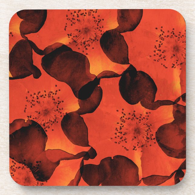 Cool, trendy, unique digital art of flower pattern coaster (Front)