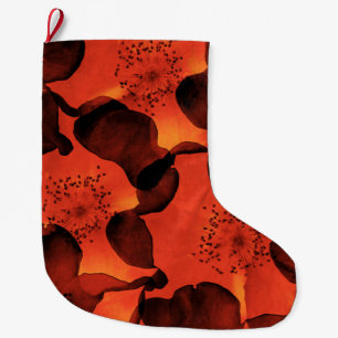 Cool, trendy, unique digital art of flower pattern large christmas stocking