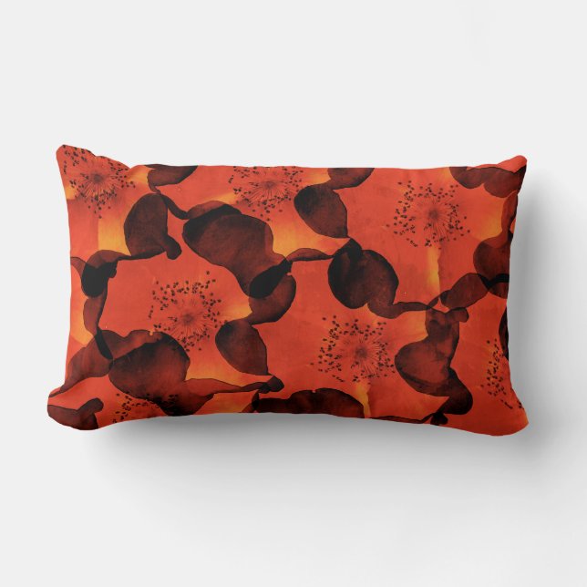 Cool, trendy, unique digital art of flower pattern lumbar pillow (Front)