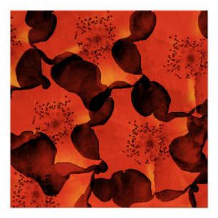 Cool, trendy, unique digital art of flower pattern poster