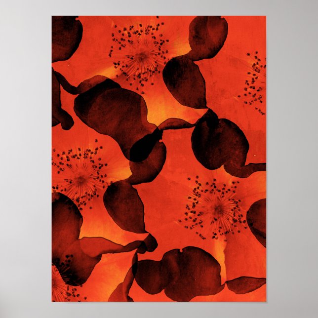 Cool, trendy, unique digital art of flower pattern poster (Front)