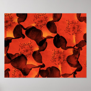 Cool, trendy, unique digital art of flower pattern poster